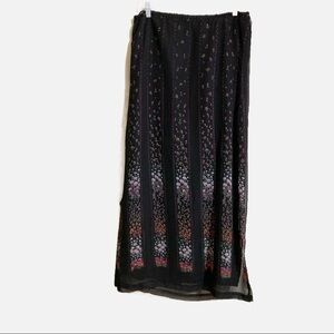 Sheer Lined Floral black maxi ankle skirt